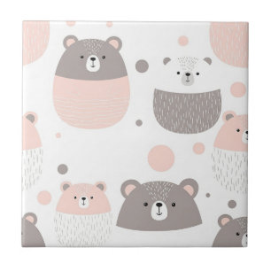 Carreau Ours mignon et cœurs -- Nurserie pastel (3)