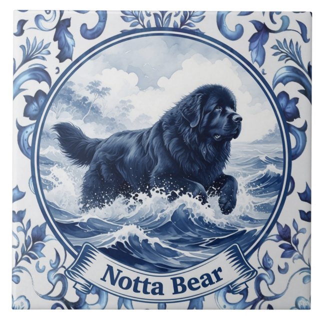Carreau Ours Notta Bear Delft Blue Terre-Neuve (Devant)
