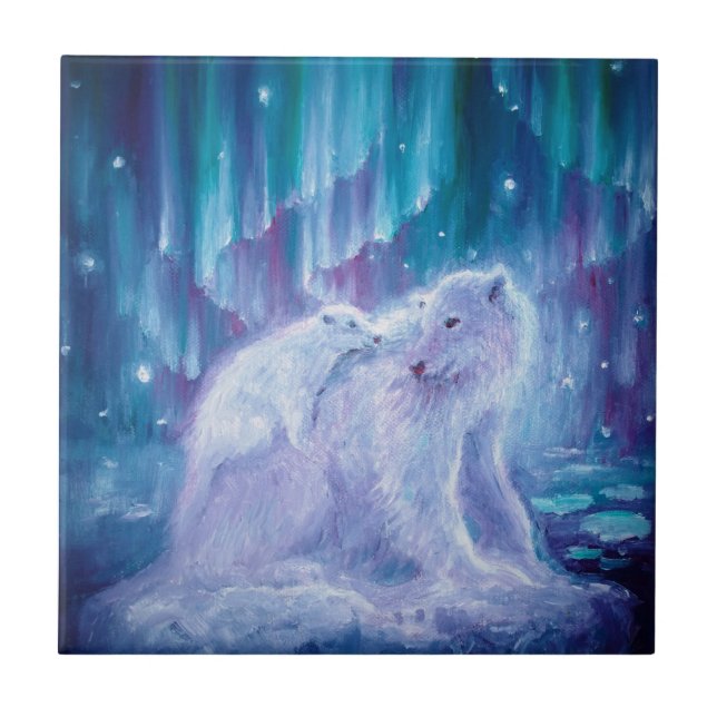 Carreau Ours polaire mère et bébé (Devant)