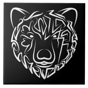 Carreau Ours tribal noir et blanc