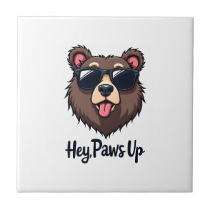 Carreau Ours vintage Hey Paws Up avec des lunettes de sole