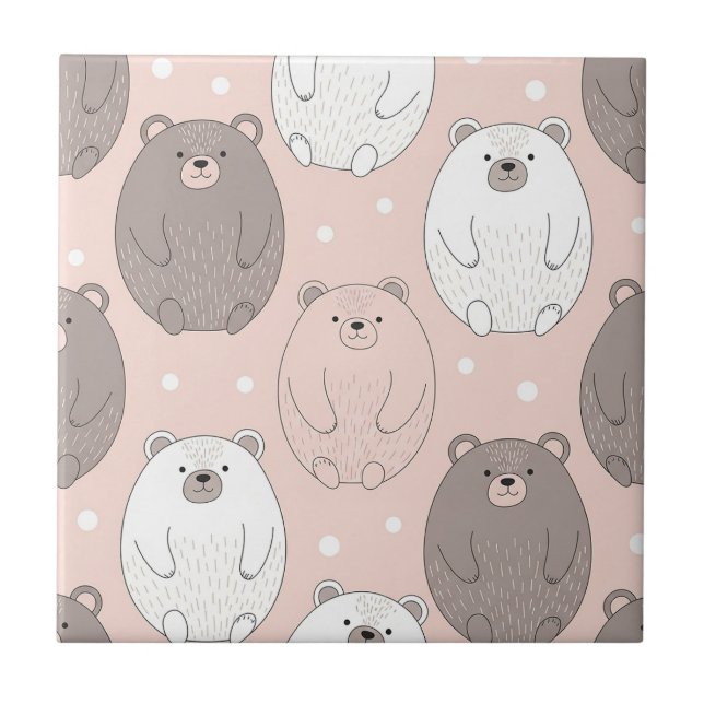 Carreau Ourson Mignon - Douce Forêt en Pastel (2) (Devant)