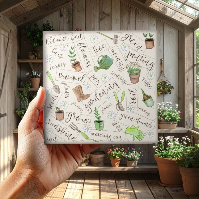 Carreau Outils de jardinage et Texte ID753 (Créateur téléchargé)