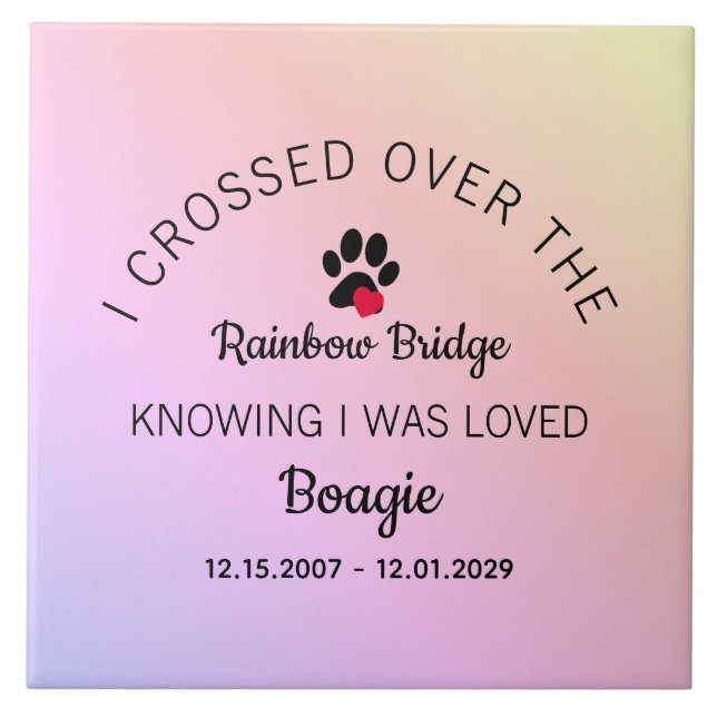 Carreau Over The Rainbow Bridge Custom Pet Memorial (Devant)