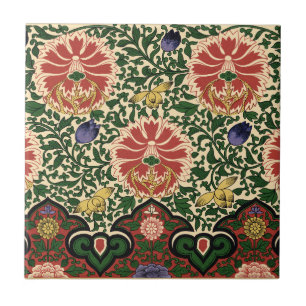 Carreau Owen Jones Chinoiserie Rouge Lotus Floral Art Desi