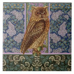 Carreau OWL DE NUIT, LILACS ET FEUILLE Art Nouveau Floral