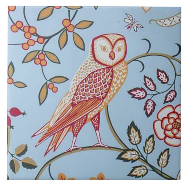 Carreau Owl et Rose, William Morris (Devant)