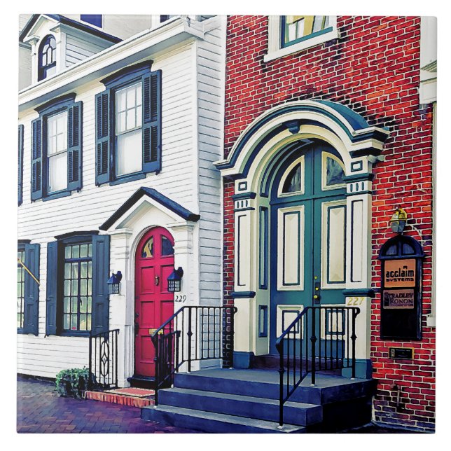 Carreau PA d'Harrisburg - Rue avec le drapeau américain (Devant)