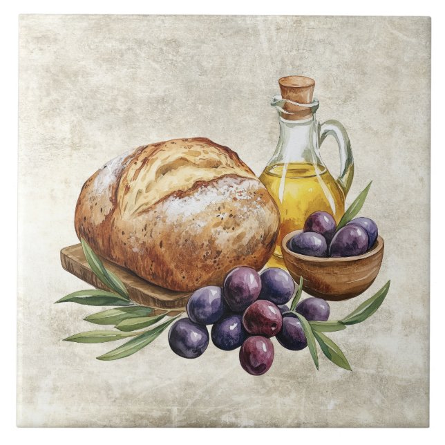 Carreau Pain Artisanal Rustique Faux Texture à l'Huile d'O (Devant)