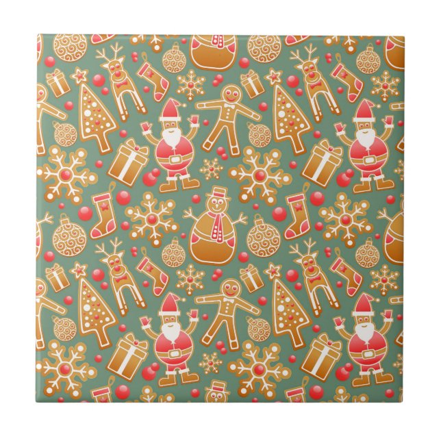 Carreau pain d'épices de Noël père Noël (Devant)