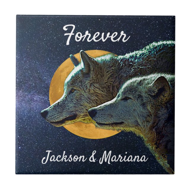 Carreau Paire de loup et Pleine lune  (Devant)