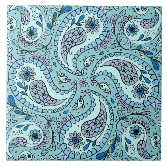Carreau Paisley en bleu bébé (Devant)
