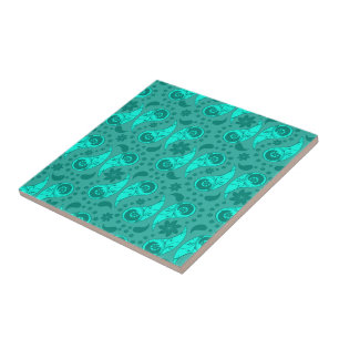 Carreau Paisley floral bleu