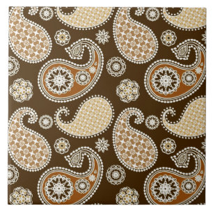 Carreau Paisley motif, Chocolat Brown et Tan