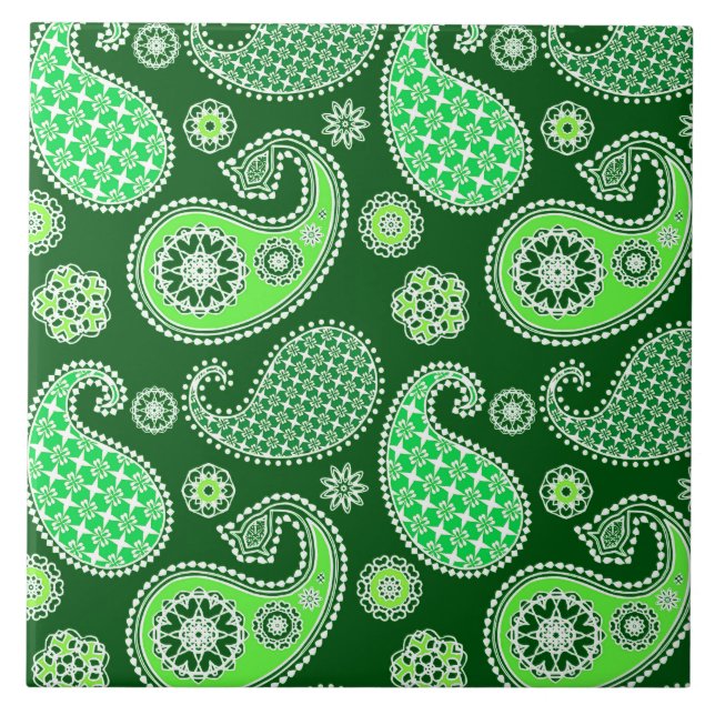 Carreau Paisley motif, Emerald et Jade Green (Devant)