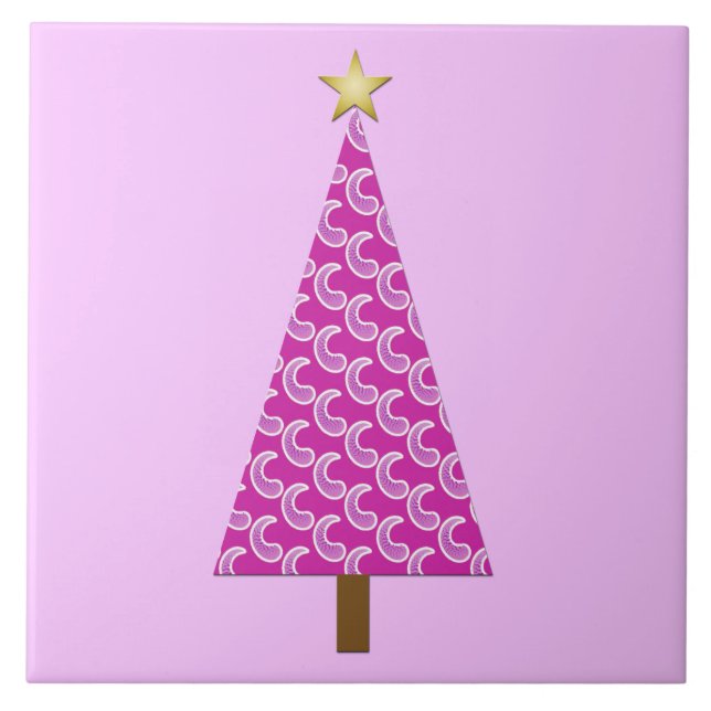 Carreau Paisley violet arbre de Noël moderne (Devant)