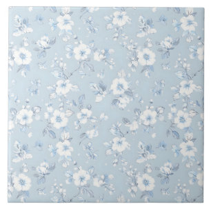Carreau Pale Blue Pays style motif floral