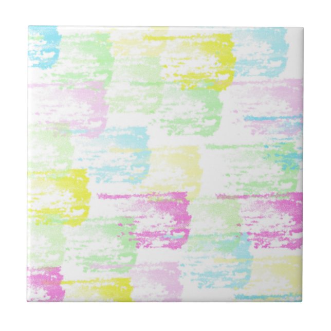 Carreau Pale Pastel Turquoise Vert Bleu rose Abstrait Art (Devant)