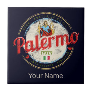 Carreau Palerme Capitale De Sicile Italie Souvenir Vintage