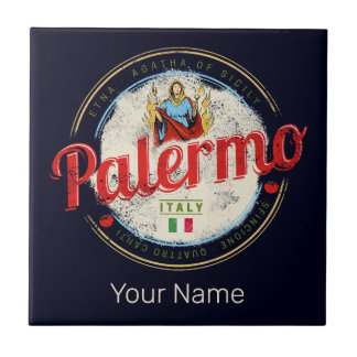 Carreau Palerme Capitale De Sicile Italie Souvenir Vintage