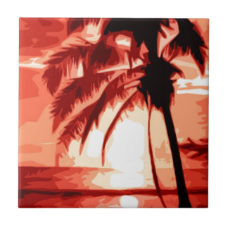 Carreau Palm Tree & Red Sunset
