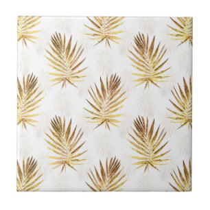 Carreau Palme d'or blanc tropical Feuille