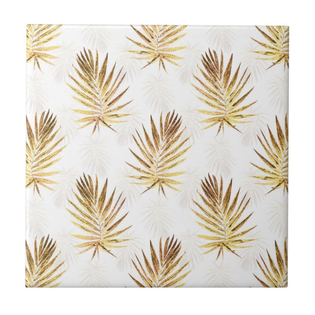 Carreau Palme d'or blanc tropical Feuille (Devant)