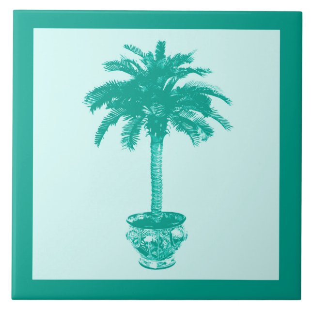 Carreau Palmier à pointes - turquoise et aqua (Devant)