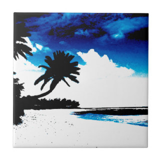 Carreau Palmier blanc noir bleu Silhouette