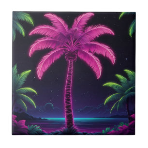 Carreau Palmier de néon avec Vibes rétro et lueur tropical