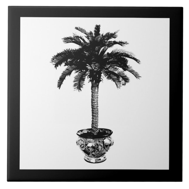 Carreau Palmier pointu - noir et blanc (Devant)