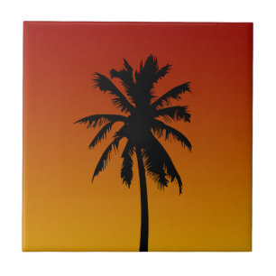 Carreau Palmier Tropical En Carrelage Rouge Orange