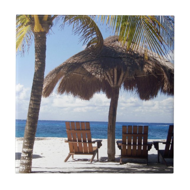 Carreau Palmiers et plage du Mexique de chaises (Devant)