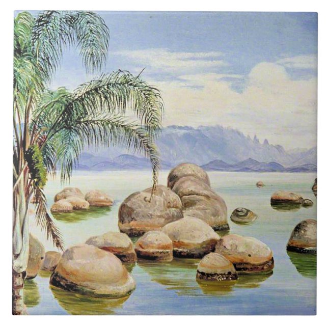 Carreau Palmiers et rochers, baie de Rio, (Devant)