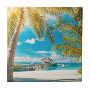 Carreau Palmiers sur le coucher du soleil