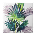 Carreau Palmiers Twilight - Franges de palmiers<br><div class="desc">"Twilight Palms III" par Grace Popp. Il présente une végétation tropicale dans un style aquarelle.</div>
