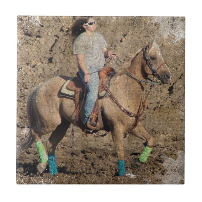 Carreau Palomino Rodeo Horse Réchauffement Grunge (Devant)