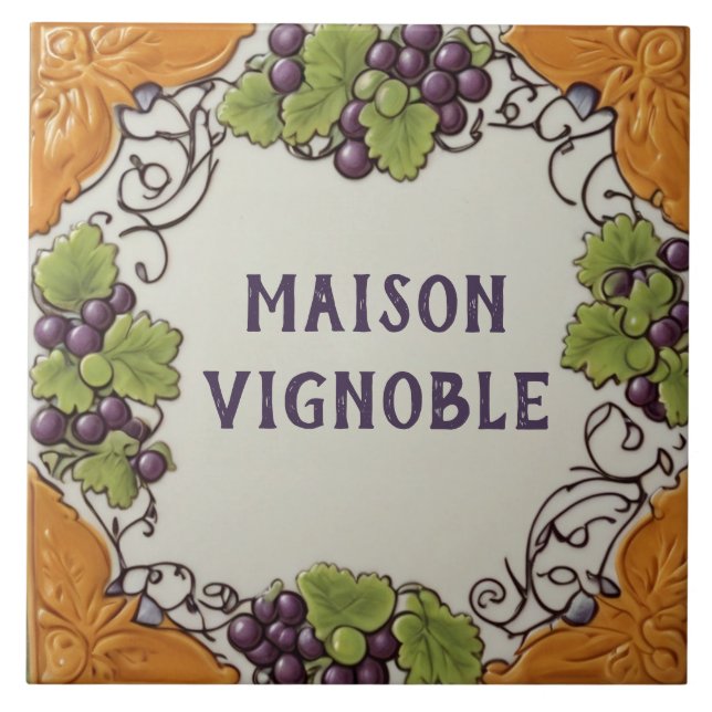 Carreau Pamplemousse violet Personnalisé Nom de la maison  (Devant)