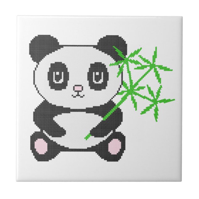 Carreau Panda à points croisés drôle (Devant)