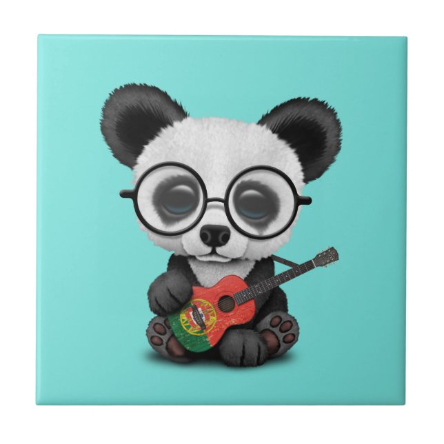 Carreau Panda de bébé jouant la guitare portugaise de (Devant)