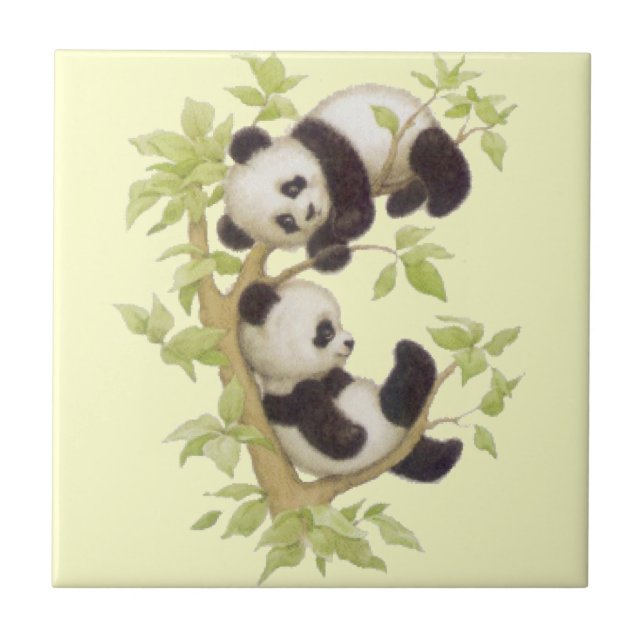 Carreau Panda jouant dans un arbre (Devant)