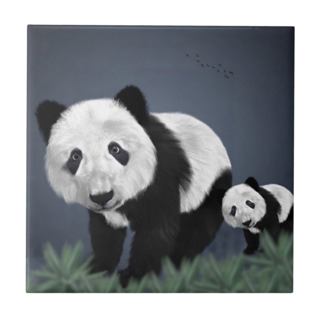 Carreau panda ours mignon animal câlin noir blanc doux (Devant)