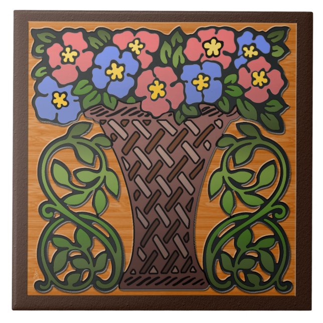 Carreau Panier d'art et d'artisanat de Petunias (Devant)