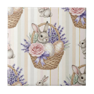 Carreau Panier de Pâques Floral Lapin Cottagecore Printemp
