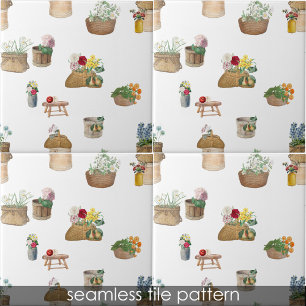 Carreau Paniers à fleurs du marché de l'Aquarelle