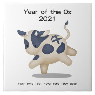 Carreau Panneau animal Ox Cute Zodiac 2021