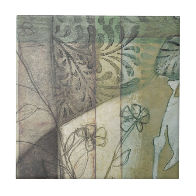 Carreau Panneau de jardin avec Feuilles, fleurs et herbe (Devant)