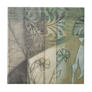 Carreau Panneau de jardin avec le feuille, les fleurs, et