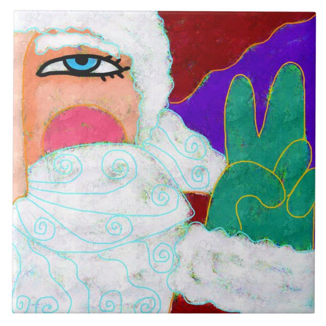 Carreau Panneau de Paix Santa Claus Art Abstrait (Devant)