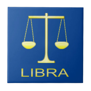 Carreau Panneau étoile Balance dorée de Libra
